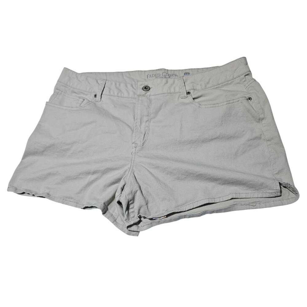 Khaki Shorts Womens Plus Size 18 High Waist Casual Cotton Summer Faded Glory